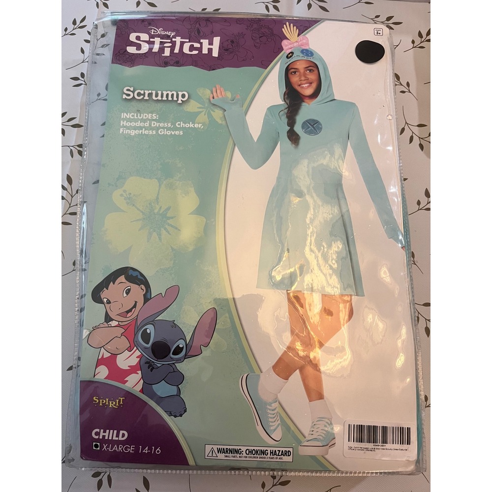 Disney Spirit Halloween Scrump Costume Child XL 14-16 Lilo and Stitch Teal Dress